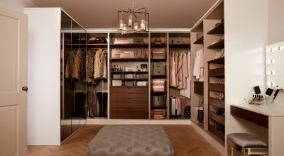 Walk In wardrobe - Parity matt white and walnut